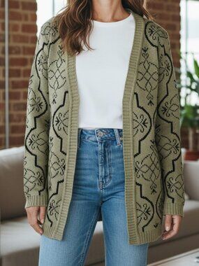 BFA Classic Acrylic Knit Open Front Cardigan